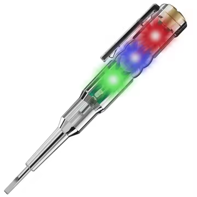 Dual-LED Non-Contact Voltage Tester Pen – High Visibility Red/Green Lights for AC/DC 12V-1000V, Compact Electrician Tool