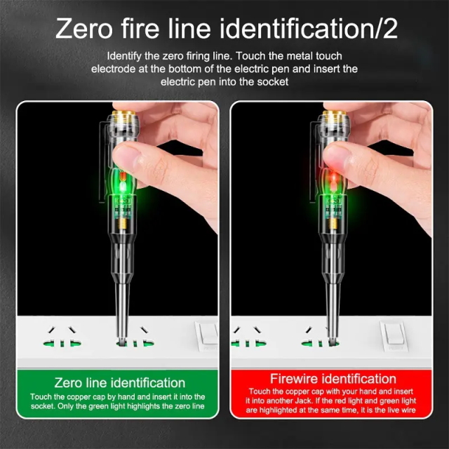Dual-LED Non-Contact Voltage Tester Pen – High Visibility Red/Green Lights for AC/DC 12V-1000V, Compact Electrician Tool