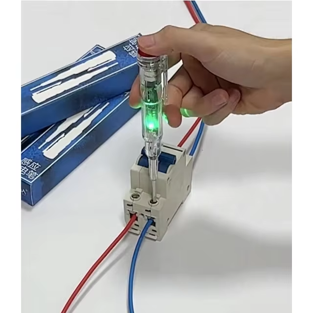 Dual-LED Non-Contact Voltage Tester Pen – High Visibility Red/Green Lights for AC/DC 12V-1000V, Compact Electrician Tool