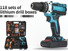118-Piece Multifunctional Electric Screwdriver Kit with 21V/10mm Cordless Lithium Drill & Accessories