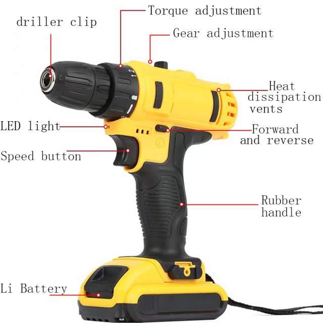 ‌Professional 21V Cordless Drill & Impact Driver Kit with Lithium-Ion Battery - Multi-Function Electric Screwdriver Set in Durable Toolbox (50-Piece Accessories)