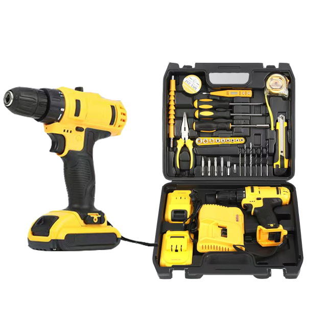 ‌Professional 21V Cordless Drill & Impact Driver Kit with Lithium-Ion Battery - Multi-Function Electric Screwdriver Set in Durable Toolbox (50-Piece Accessories)