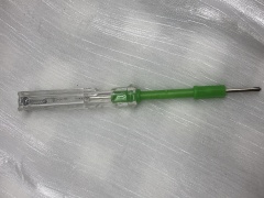 Voltage test pen detects live wires and glows