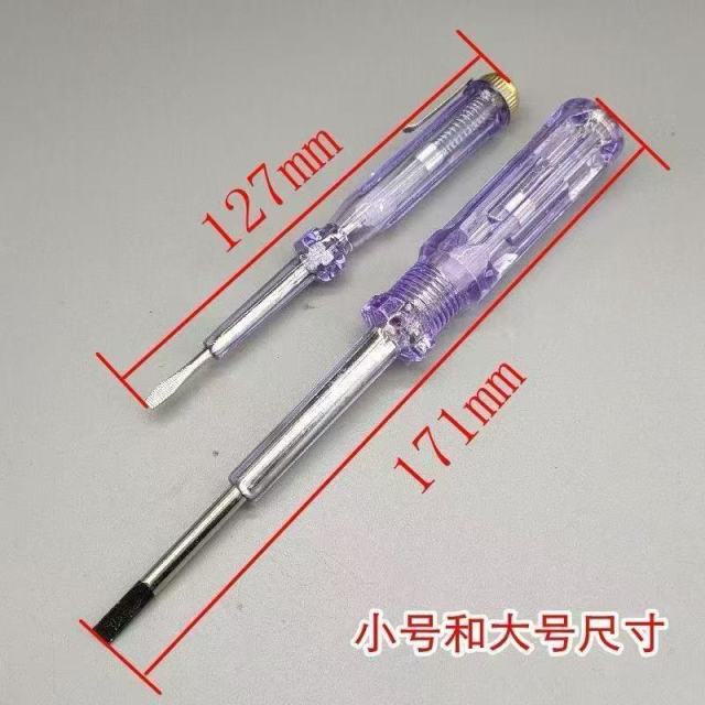 Tester pen with a straight head, electrician's special transparent tester pen, neon bulb