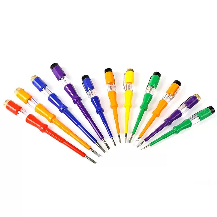 4 different colors of electrician's test pencil