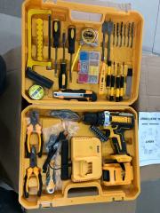 10mm Cordless Lithium-Ion Drill Driver Kit with Various Accessories, Electric Screwdriver Set, DIY and Construction Multi-Tool (1 Battery)