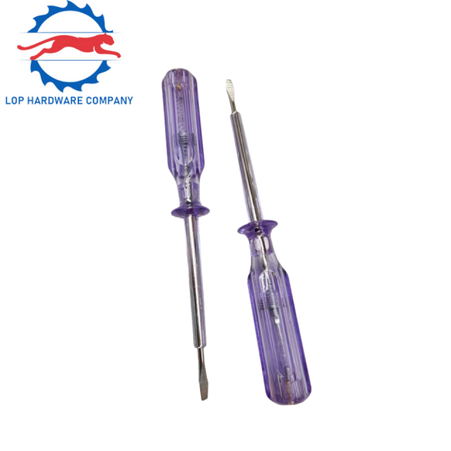 Electrician's Neon Voltage Tester with Blue Clear Handle