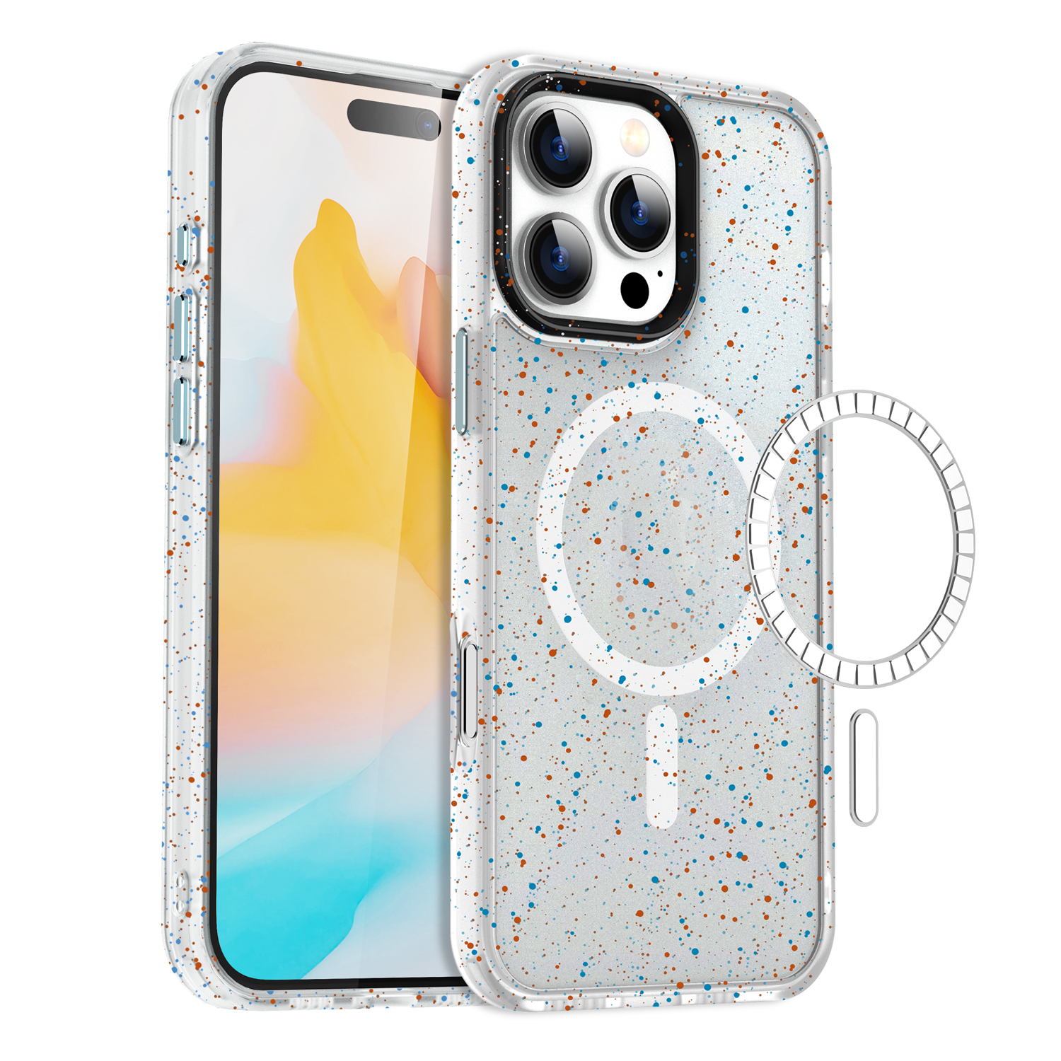 SBR-PMCXK New Arrivals for iPhone 16pro 16pro max Splash-Ink Design Magnetic Phone Case Phone Accessories