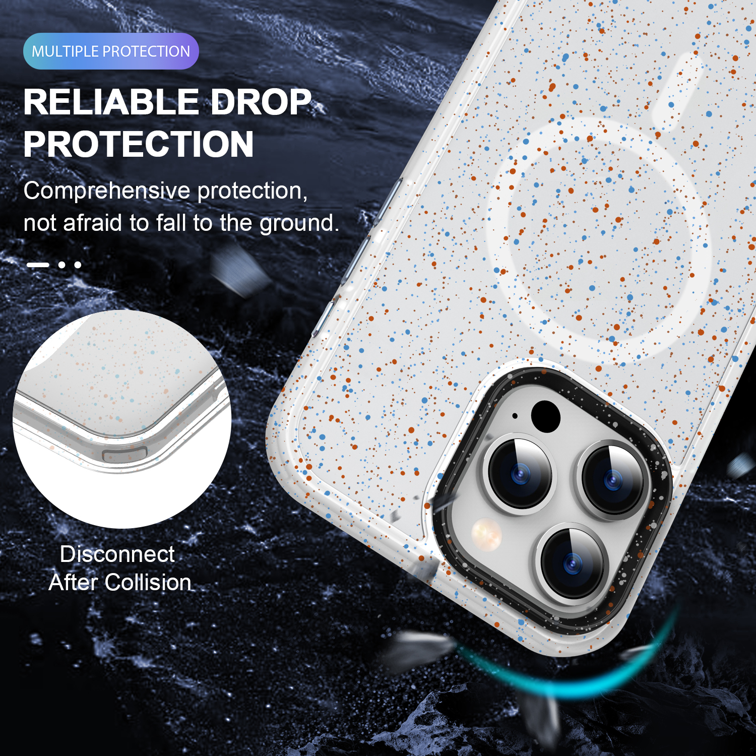 SBR-PMCXK New Arrivals for iPhone 16pro 16pro max Splash-Ink Design Magnetic Phone Case Phone Accessories