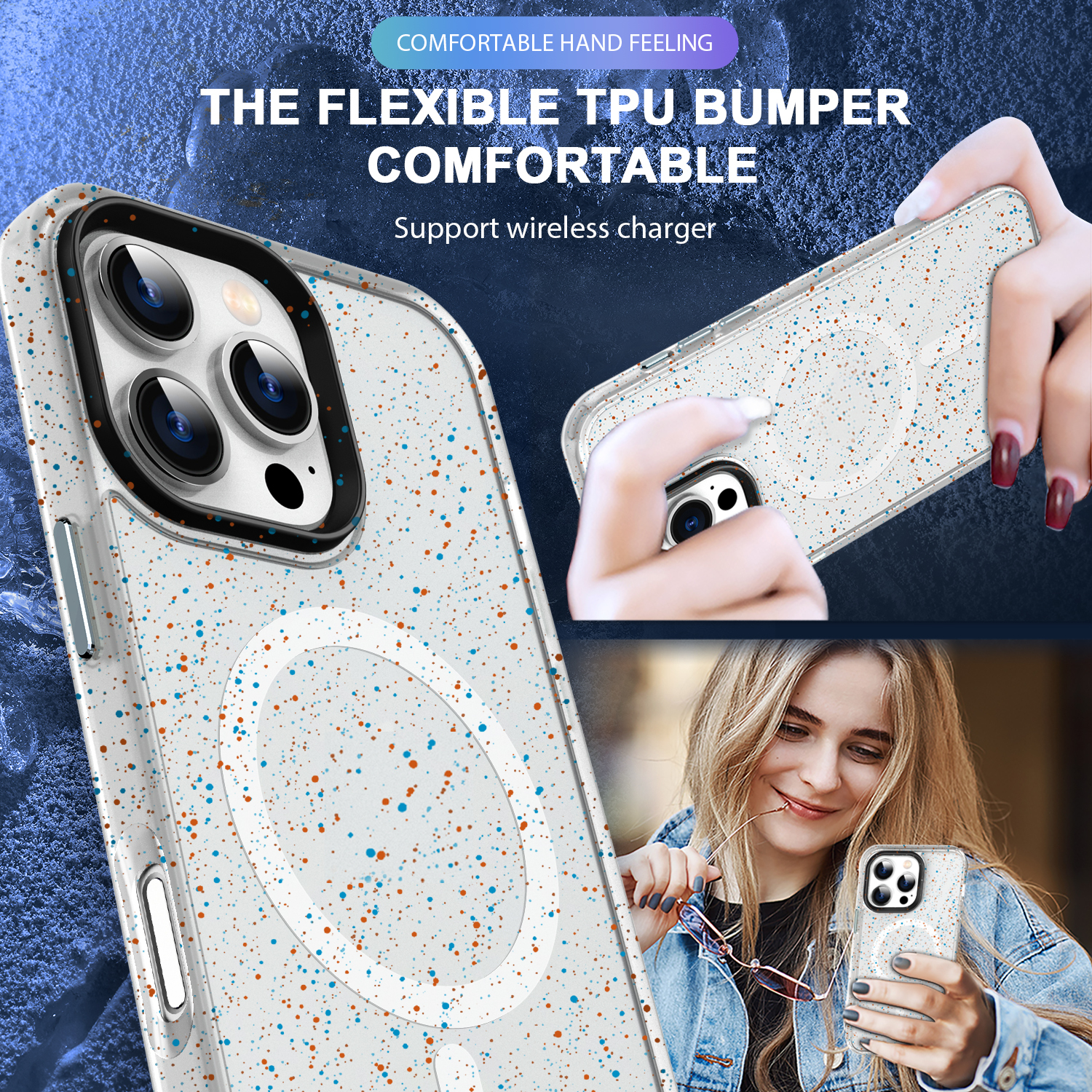 SBR-PMCXK New Arrivals for iPhone 16pro 16pro max Splash-Ink Design Magnetic Phone Case Phone Accessories