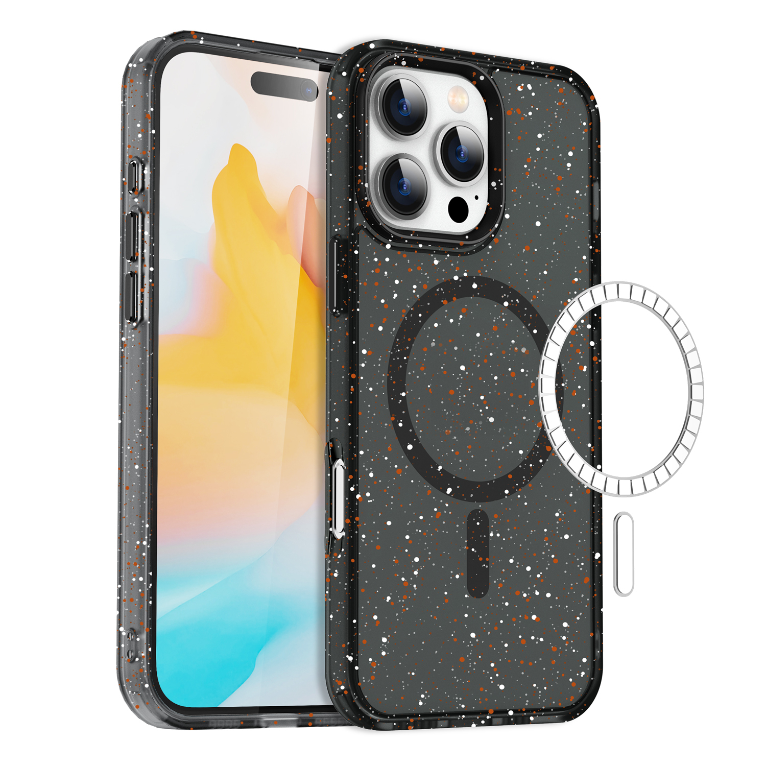 SBR-PMCXK New Arrivals for iPhone 16pro 16pro max Splash-Ink Design Magnetic Phone Case Phone Accessories