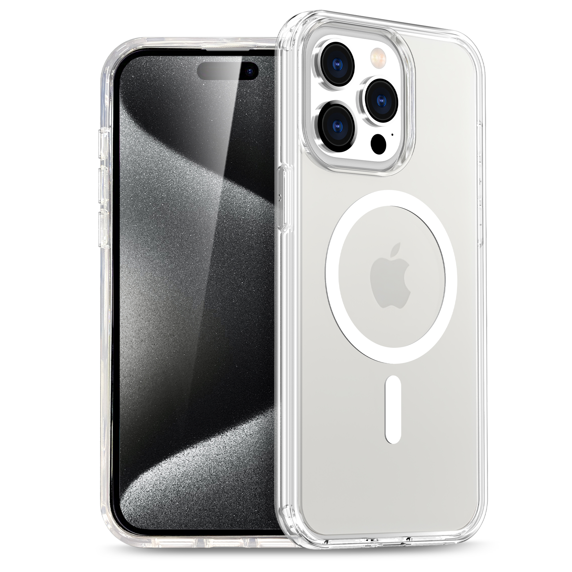 SBR-FYHK Supper Crystal Stay Clear Glitter Mobile Case With Strong Magnetic Cover for iPhone 16 Pro Max
