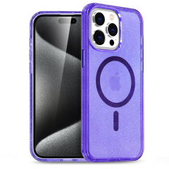 SBR-FYHK Supper Crystal Stay Clear Glitter Mobile Case With Strong Magnetic Cover for iPhone 16 Pro Max