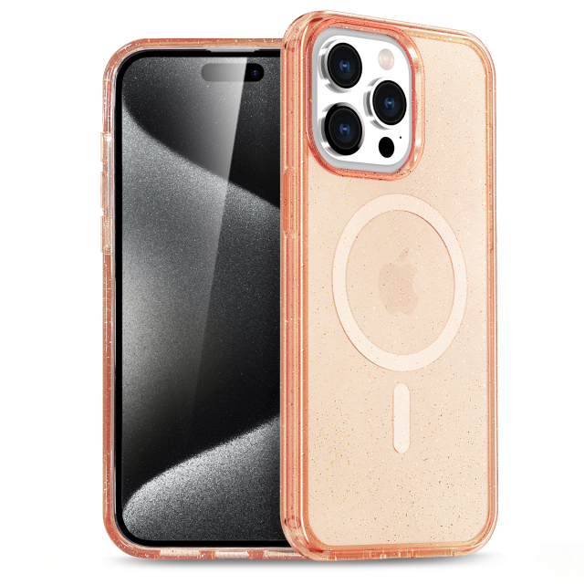 SBR-FYHK Supper Crystal Stay Clear Glitter Mobile Case With Strong Magnetic Cover for iPhone 16 Pro Max