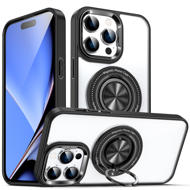 SBR-KY360 Degree Ring Case for iphone 14 15 16 pro max Metal Camera Lens Protect Shockproof Cover With Stand
