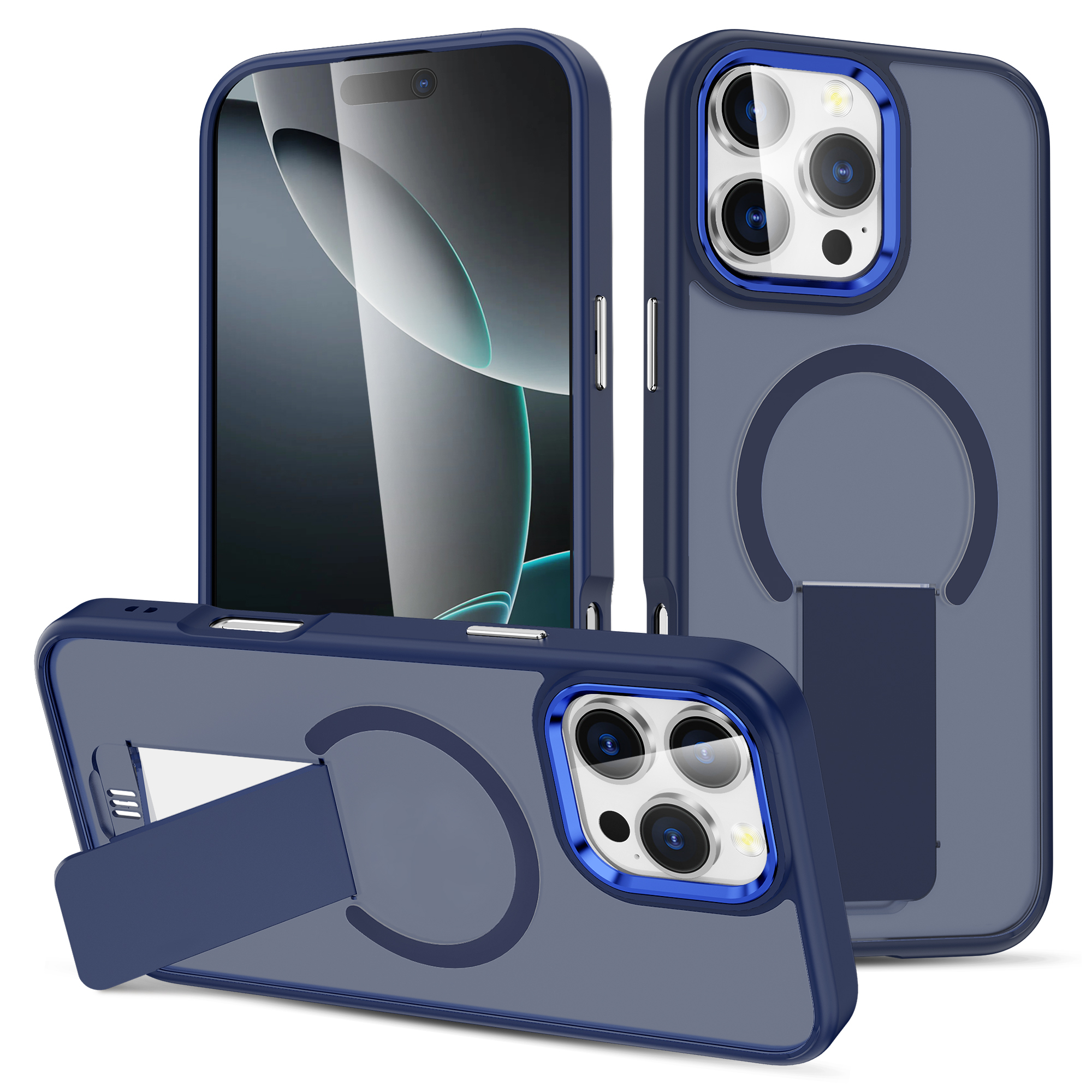 SBR-TKKZJ 360 Degree Shockproof Invisible Kickstand Drop Protection Mobile Phone Case Cover for IPhones 16 Pro Max 15 Pro New Design