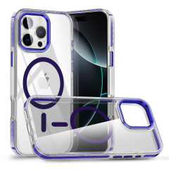 SBR-TCSQN For iphone 16 16pro max Shockproof case Transparent Back with Colorful Side Pc Frame Wireless Charging case for iphone 15 Pro Max