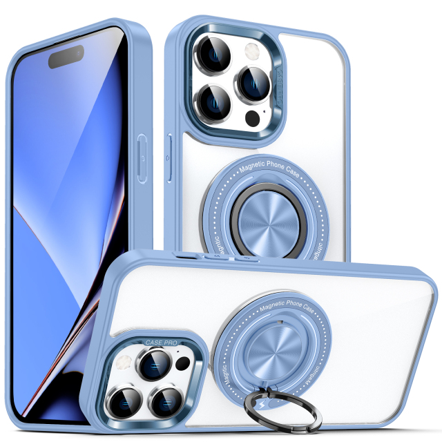 SBR-KY360 Degree Ring Case for iphone 14 15 16 pro max Metal Camera Lens Protect Shockproof Cover With Stand
