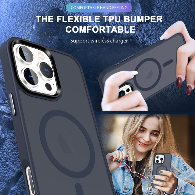 SBR-XCCXPG Luxury Matte Phone case for iphone 16 15 14 13 Pro Max Plus Designer Frosted Tpu Pc Shockproof Translucent Magnetic Phone Cases