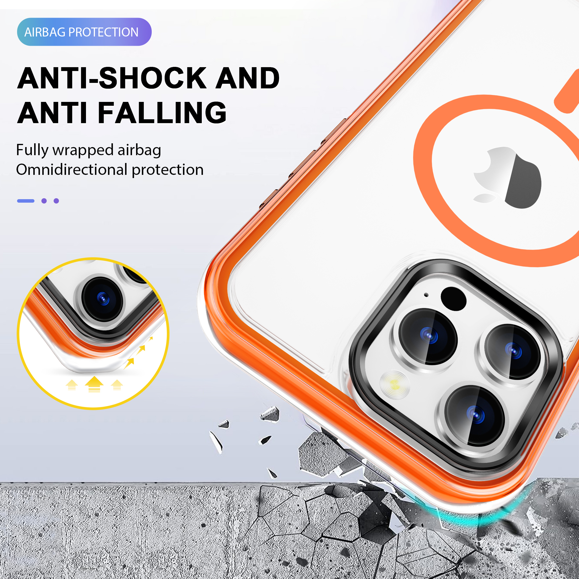 SBR-ZKQNK Wholesale Soft TPU Shockproof Magnetic 360 Degree Full Vacuum Airbag Smart Phone Case for I Phone 16 Pro Max case