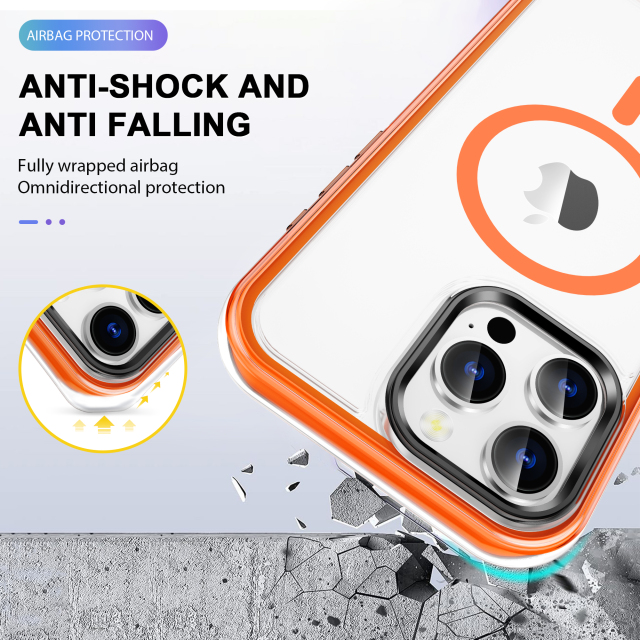 SBR-ZKQNK Wholesale Soft TPU Shockproof Magnetic 360 Degree Full Vacuum Airbag Smart Phone Case for I Phone 16 Pro Max case