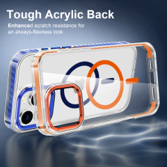 SBR-TCSQN For iphone 16 16pro max Shockproof case Transparent Back with Colorful Side Pc Frame Wireless Charging case for iphone 15 Pro Max