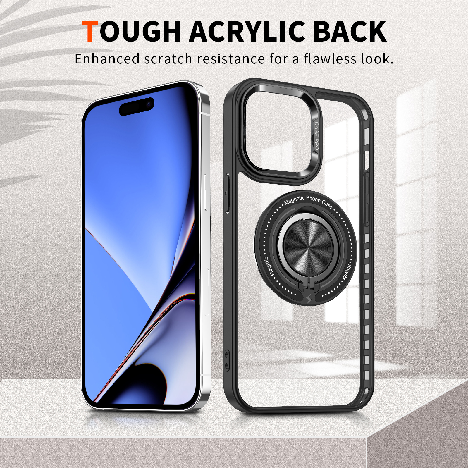 SBR-KY360 Degree Ring Case for iphone 14 15 16 pro max Metal Camera Lens Protect Shockproof Cover With Stand