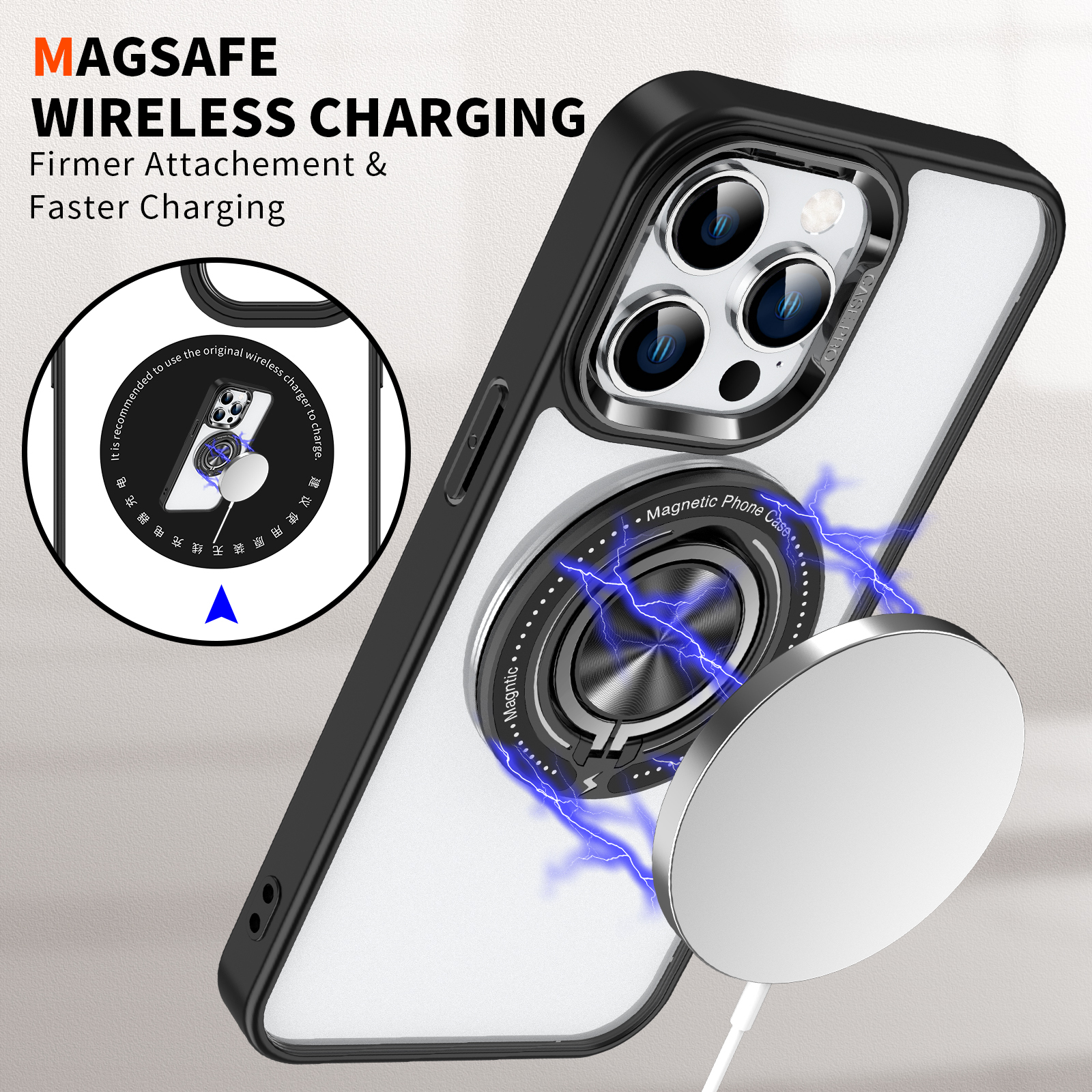 SBR-KY360 Degree Ring Case for iphone 14 15 16 pro max Metal Camera Lens Protect Shockproof Cover With Stand