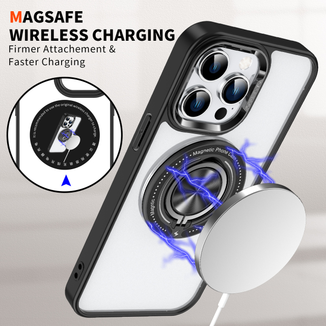 SBR-KY360 Degree Ring Case for iphone 14 15 16 pro max Metal Camera Lens Protect Shockproof Cover With Stand