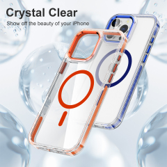 SBR-TCSQN For iphone 16 16pro max Shockproof case Transparent Back with Colorful Side Pc Frame Wireless Charging case for iphone 15 Pro Max