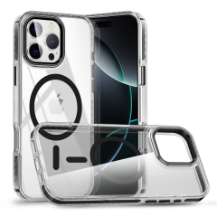 SBR-TCSQN For iphone 16 16pro max Shockproof case Transparent Back with Colorful Side Pc Frame Wireless Charging case for iphone 15 Pro Max