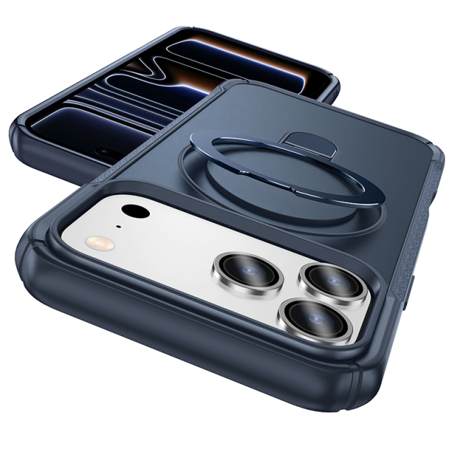 SBR-JS TPU/PC hybrid case with aluminum ring stand support wireless charge for iphone 16 17 18 pro promax