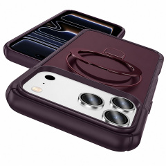 SBR-JS TPU/PC hybrid case with aluminum ring stand support wireless charge for iphone 16 17 18 pro promax