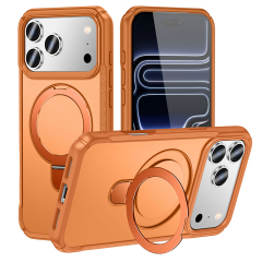 SBR-JS TPU/PC hybrid case with aluminum ring stand support wireless charge for iphone 16 17 18 pro promax