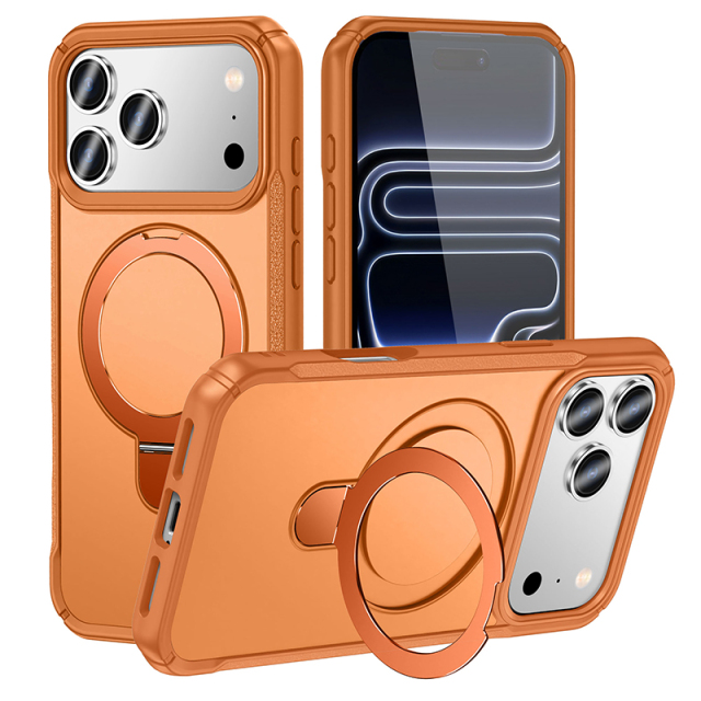 SBR-JS TPU/PC hybrid case with aluminum ring stand support wireless charge for iphone 16 17 18 pro promax