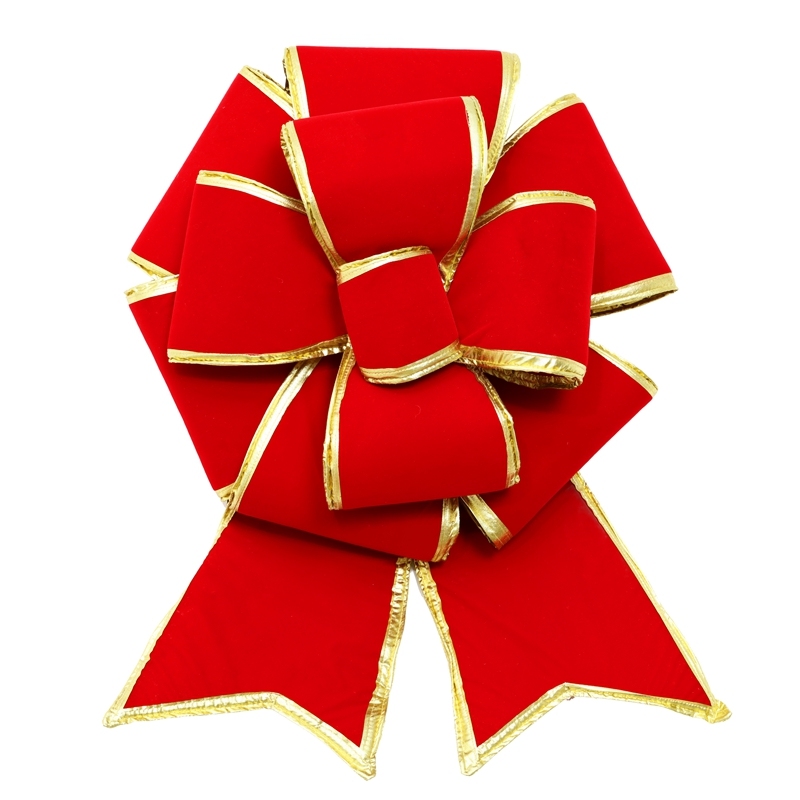 24" 3D Giant Multi Loop Structural Bow Red with Gold Trim Luxury Bows for Elegant Decor
