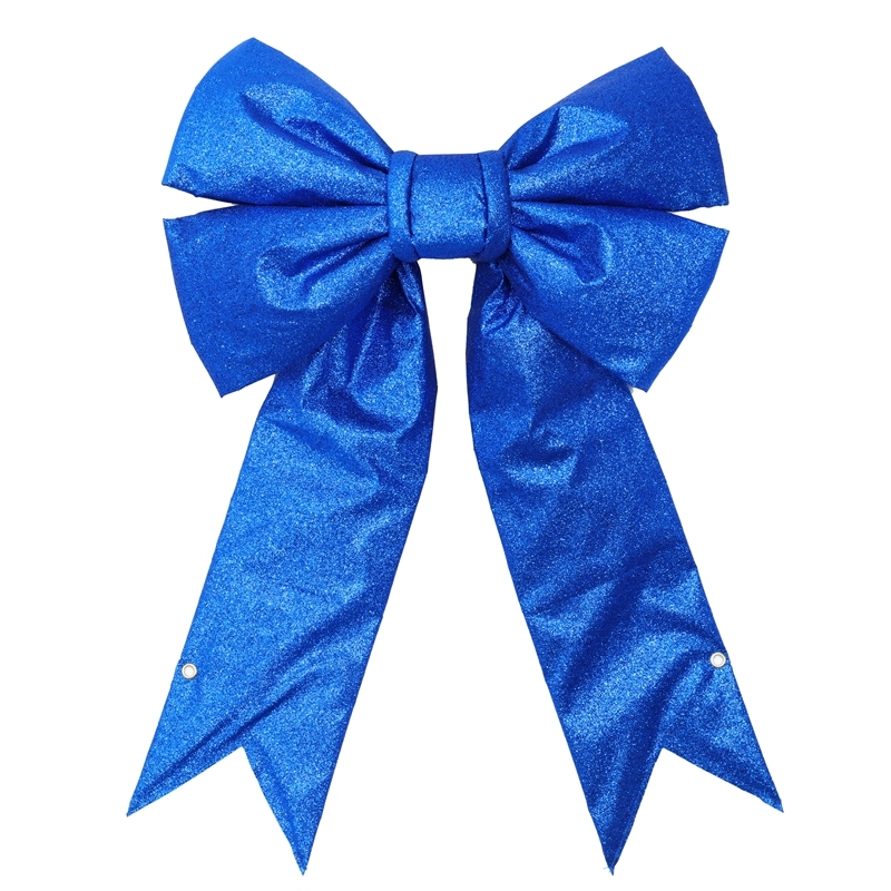 18 in Giant Glitter Blue Decorating Bow Handmade Christmas Gift Bow with Glitter