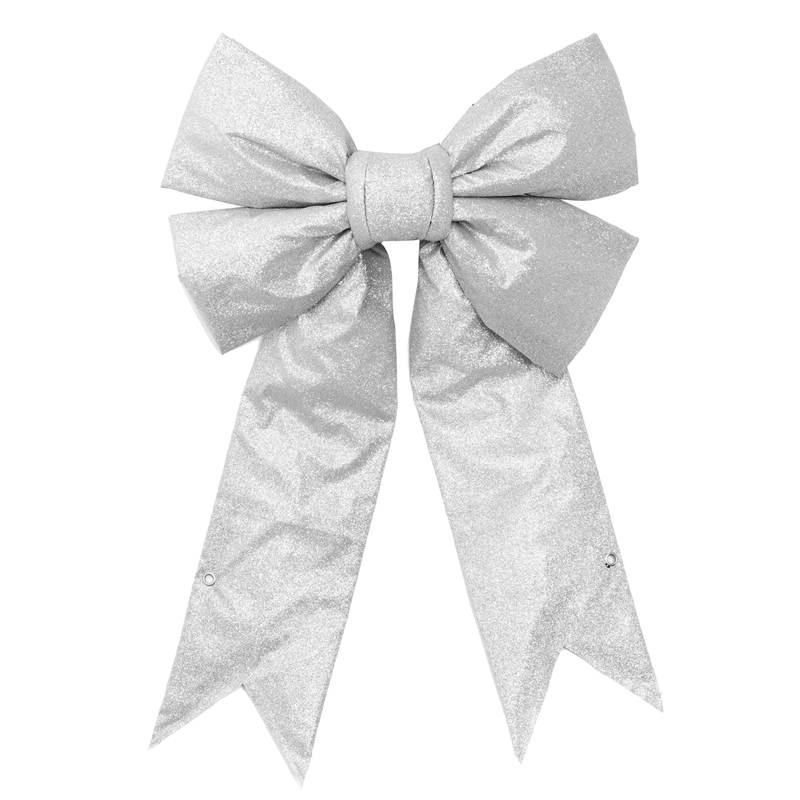 18 in Glitter Silver Decorating Bow Handmade Christmas Gift Bow with Glitter