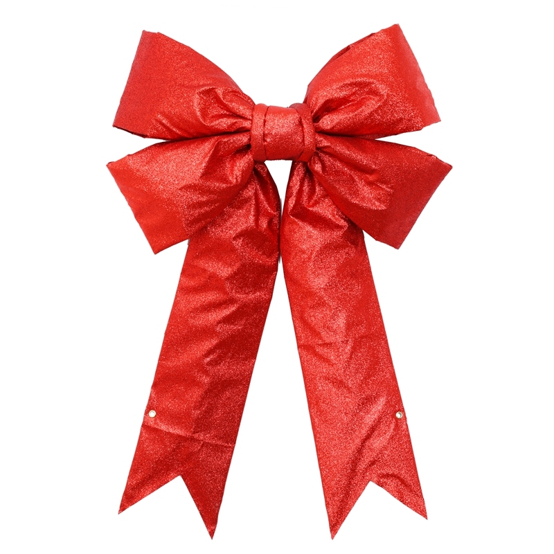 New 24" Arrival Chinese Red Outdoor Bow Elegant Red Glitter Christmas Bow for Gifts