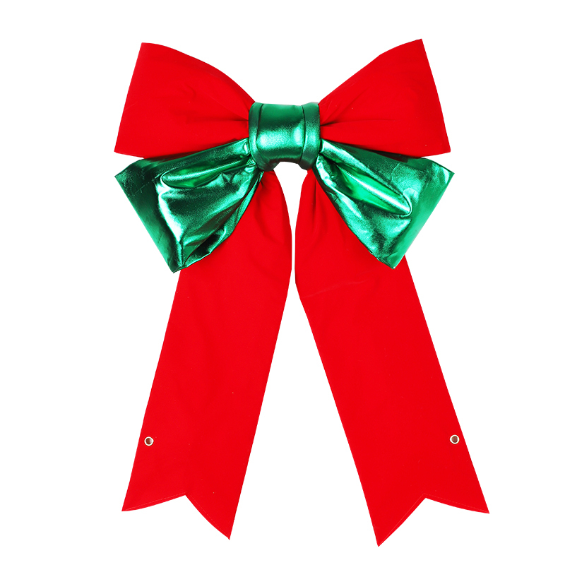 24 inches Luxury Red green 2-tone Bow for seasonal holiday or community celebration