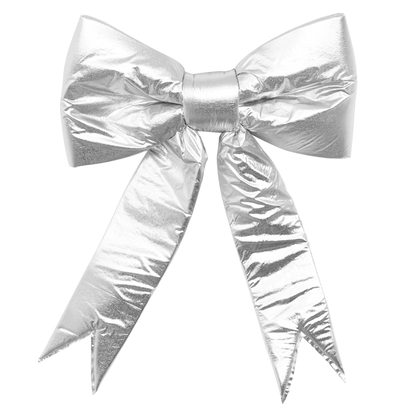 18” Structural Puff 2- Loop Silver Bow