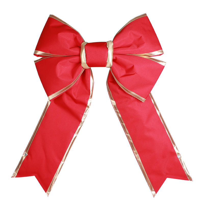 18” Outdoor Canvas Red Dogen Bow with Gold Trim
