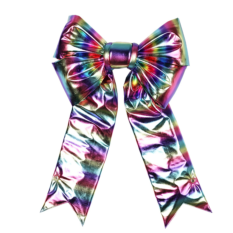 24" Structural Holiday Rainbow Mylar Bow for Halloween Displays