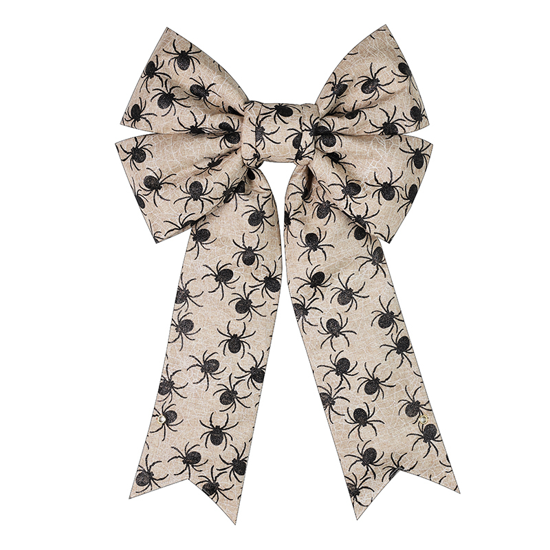 24" Structural Holiday Spider Burlap Bow for Halloween Displays