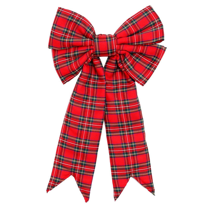 18in Nylon Classic Plaid Vibrant Holiday Bow