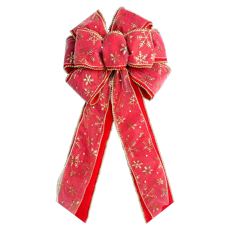 Christmas Gold Glitter Ribbon and Red Velvet Bows for Wreaths