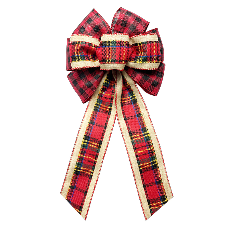 Christmas Traditional Buffalo Plaid Wreath Bow for Christmas Décor