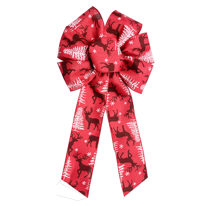 High Quality Burlap Ribbons Red Deer Tree Wreath Bow