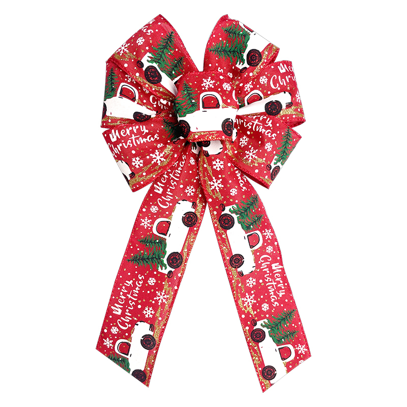 High Quality Red Burlap Ribbons White Truck Tree Wreath Bow
