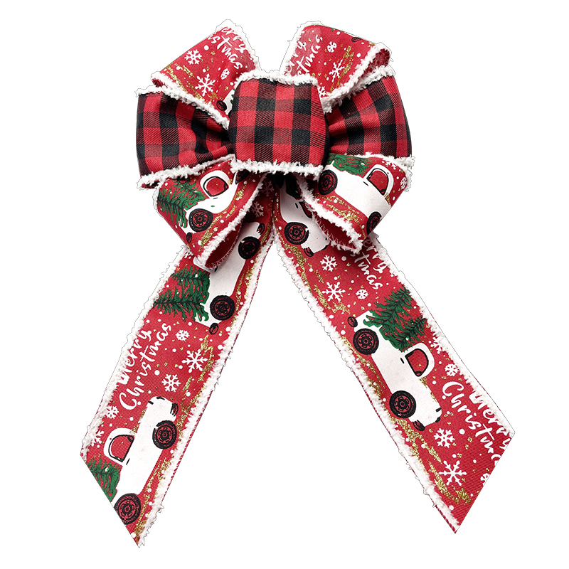 Wired Black and Red Buffalo Plaid burlap ribbon has white cotton edge